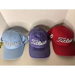 Titleist Golf Hat Red  Purple Blue PRO V1‎ FJ Embroidered Mesh Cap S/M Set Of 3